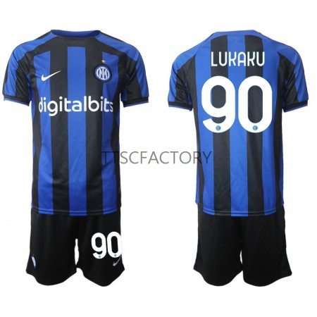 Billiga Fotbollströjor Inter Milan Romelu Lukaku 90 Barn Hemma tröja 2022/23 Kortärmad